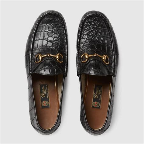 gucci 1953 loafers gold horsebit|Gucci crocodile loafer.